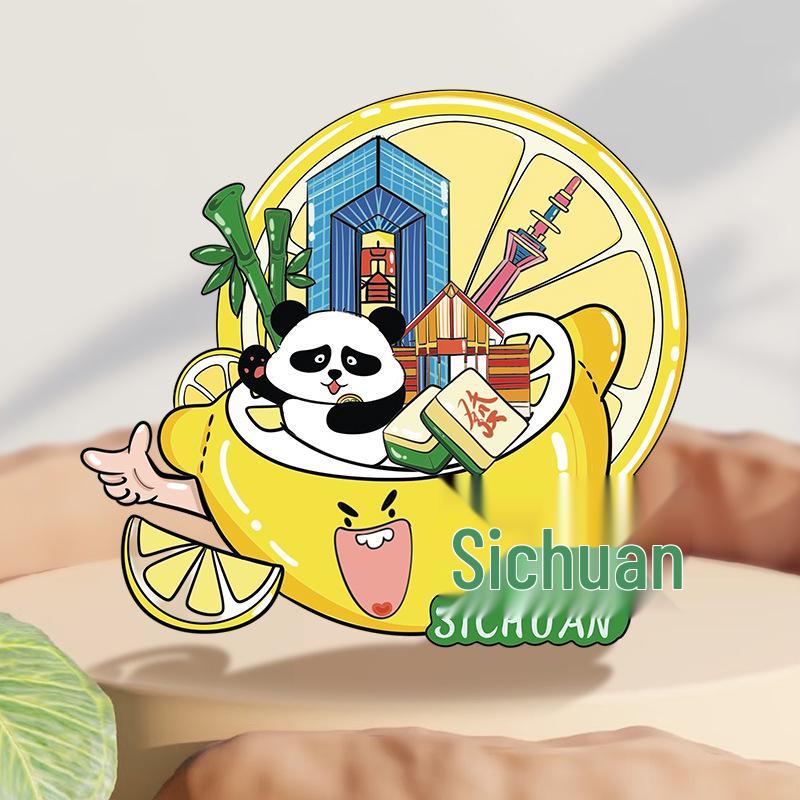 Chengdu Cultural & Creative City Wooden Refrigerator Magnet - Sichuan Tourist Attraction Decoration