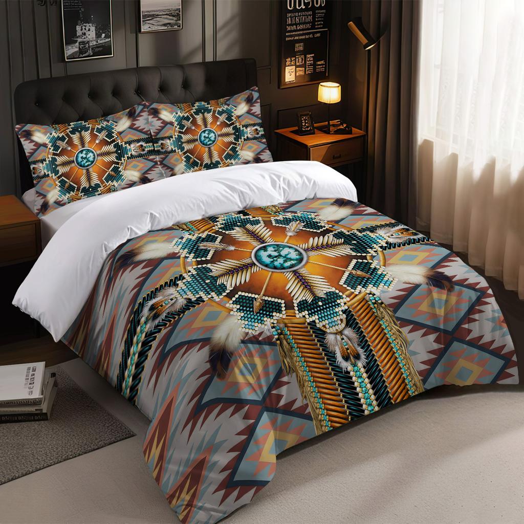 3-częściowy zestaw pościeli z nadrukiem perskiego wzoru na wszystkie pory roku Bezrdzeniowy Wygodna sypialnia dla wielu rozmiarów Można prać w pralce