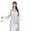 Women Ice Silk Sleep Dress With V Neck Sleeveless Design For Home Comforts