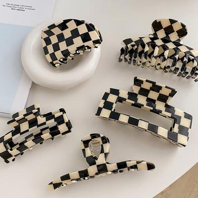 Women's Unique Black Check Hair Clip Hairpin Hairpin