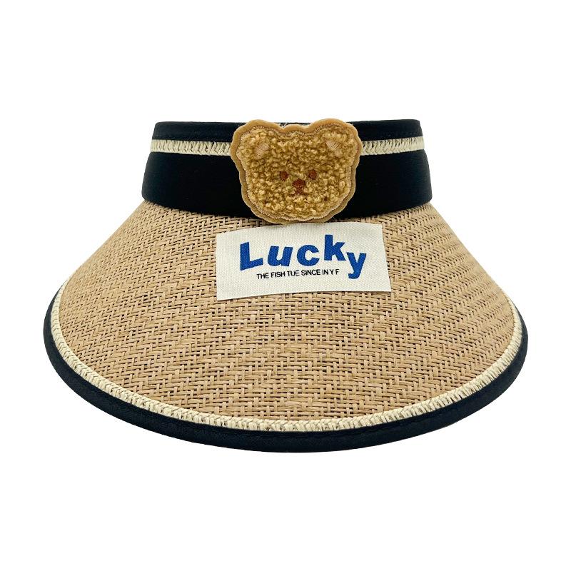 Cartoon Vinyl Children's Empty Top Hat Cute Baby Summer Outdoor Sports Sun Hat English Letter Knitted Straw Hat