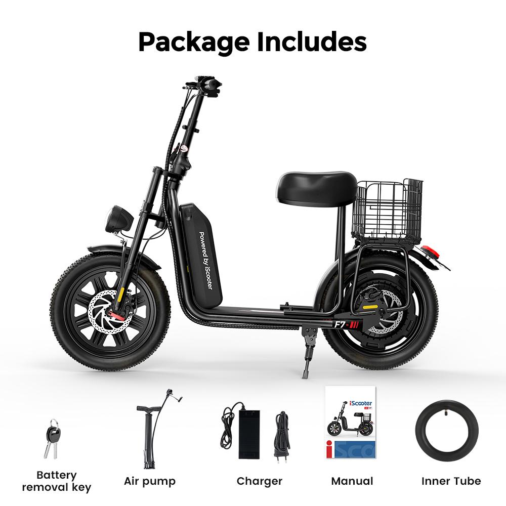 iScooter F7 1000W Electric Scooter With 16-inch Pneumatic Snow Tires, 48V/10.4Ah Battery, 45km/h Top Speed, And 64km Range