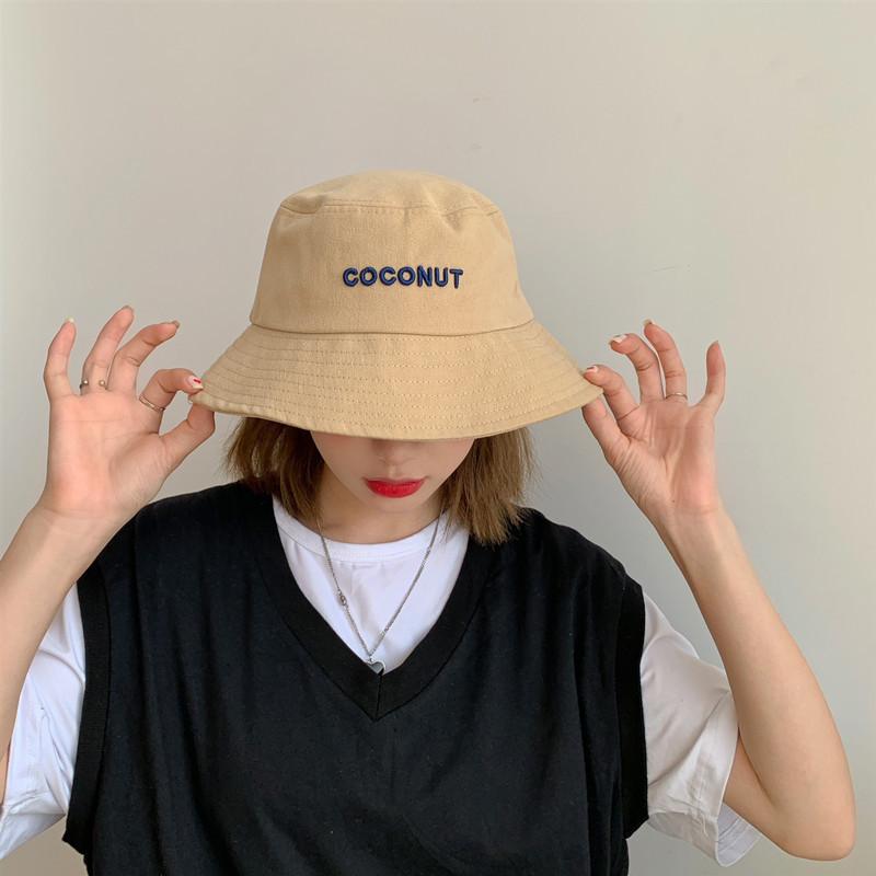 Tide brand letter bucket hat women spring and summer sunshade wide brim washbasin hat student couple sun hat