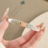 Pear Blossom and Begonia Engraved with Gold Enamel, Hollow Open Bracelet for Women, Plated with Pure Silver, Non-Fading, Exaggerated Design