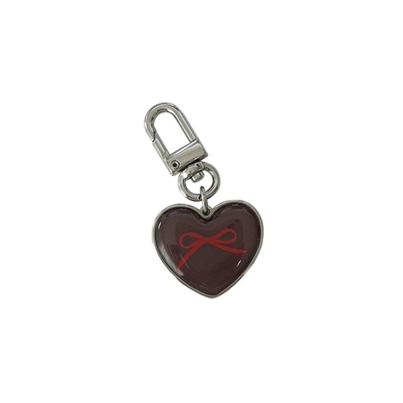 

allthesamestudio Ribbon Heart Epoxy Keychain (Brown) brown