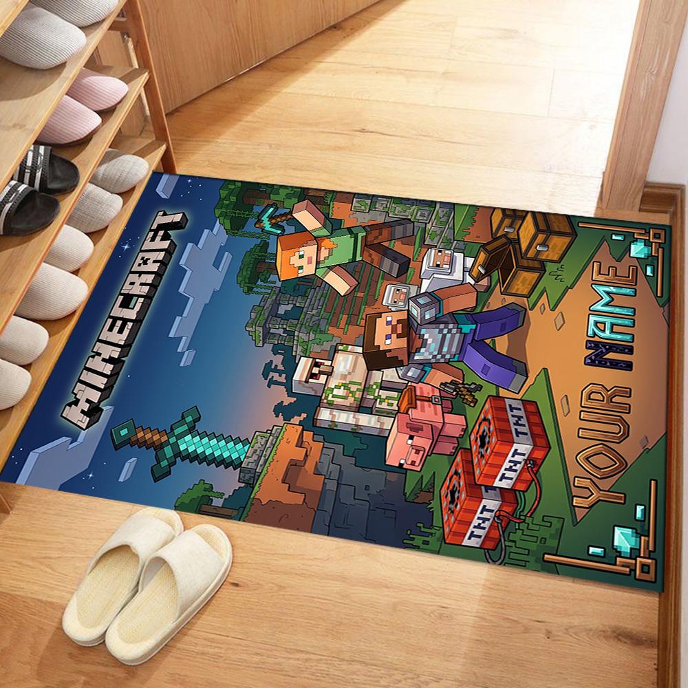 Minecraft Customize Your Name Carpet Perfect For Dormitory Playrooms Dining Room Game Room Antislip Rug Anime Office Decor Perfect Gift For Womenmen
