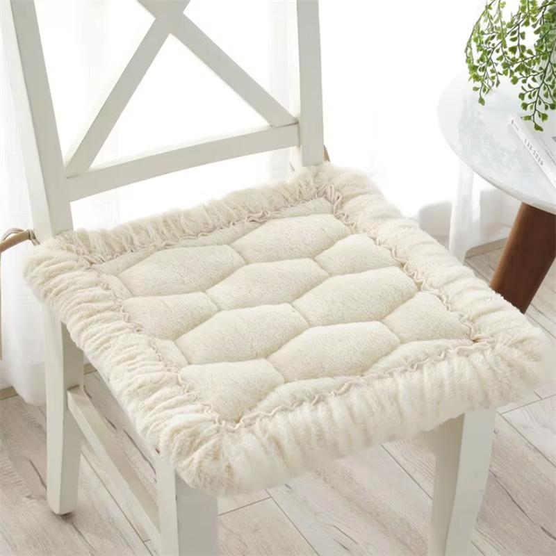 Minimalist Style Soft Office Computer Chair Cushion Simple Grid Pattern Plush Dining Chair Pads Household Decoration Seat Mats