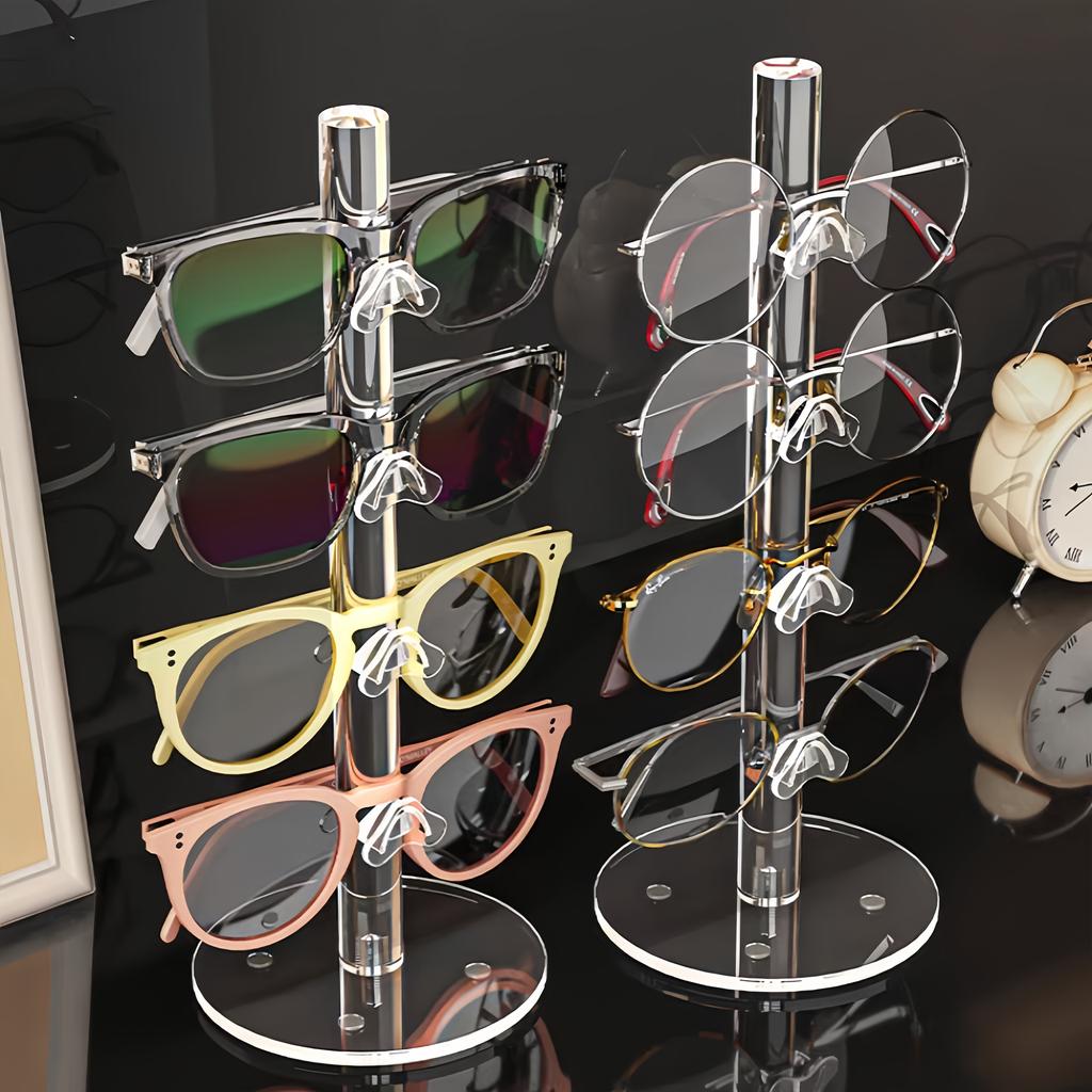 Acrylic Sunglasses Organizer Stand Vertical Eyewear Display Rack Space-Saving Home Desk Store Glasses Holder