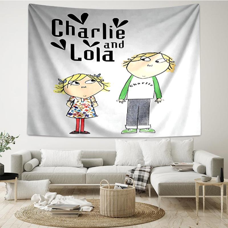 Charlie und Lola Druck Wandteppich, Hintergrund, Einfache Montage, Ideal für Schlafzimmer, Büro & Wohnzimmer, mit Ästhetischer Wanddekoration.