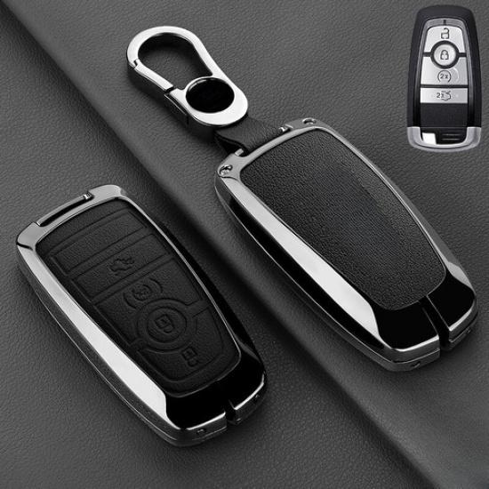 Zinc Alloy Leather Car Key Case Cover For Lincoln MKZ Navigator MKC Continental