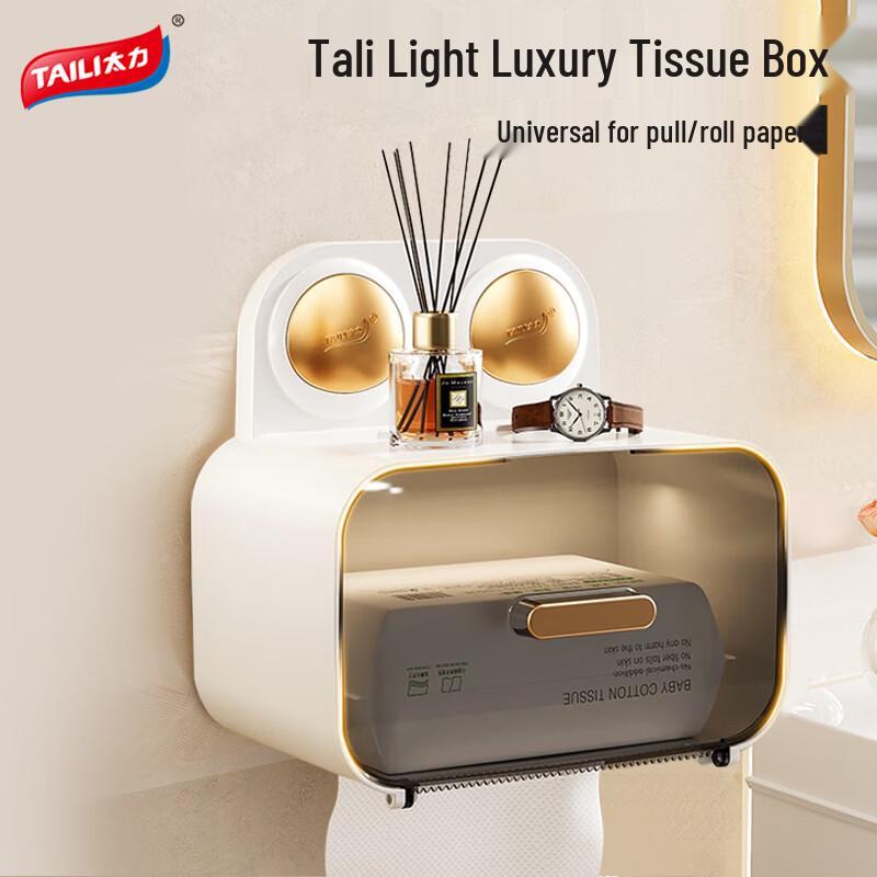 Wall-Mounted Bathroom Tissue Box with Storage Shelf