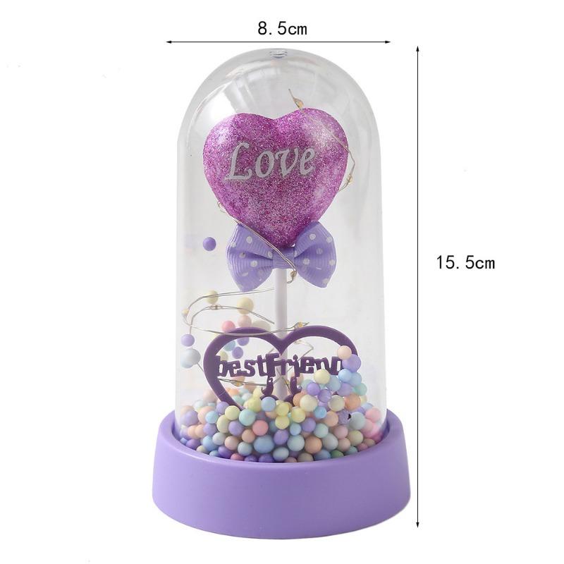 1PC New Love Lover Gift, Acrylic Cover Couple Luminous Desktop Ornament, Creative Eternal Flower Decoration