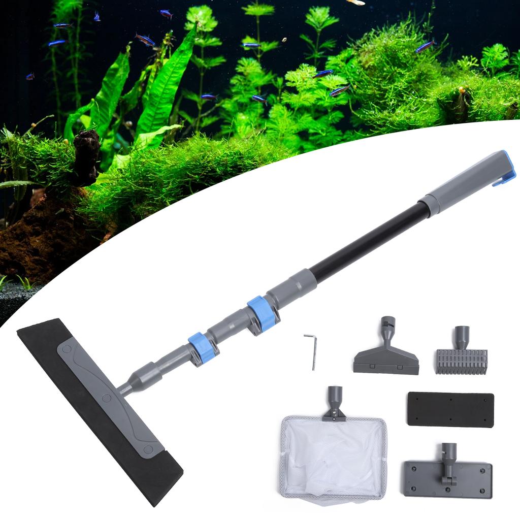 5 in 1 Aquarium Fish Tank Brush Long Handle Cleaning Tool Kit Brush Glass Eraser Cleaning