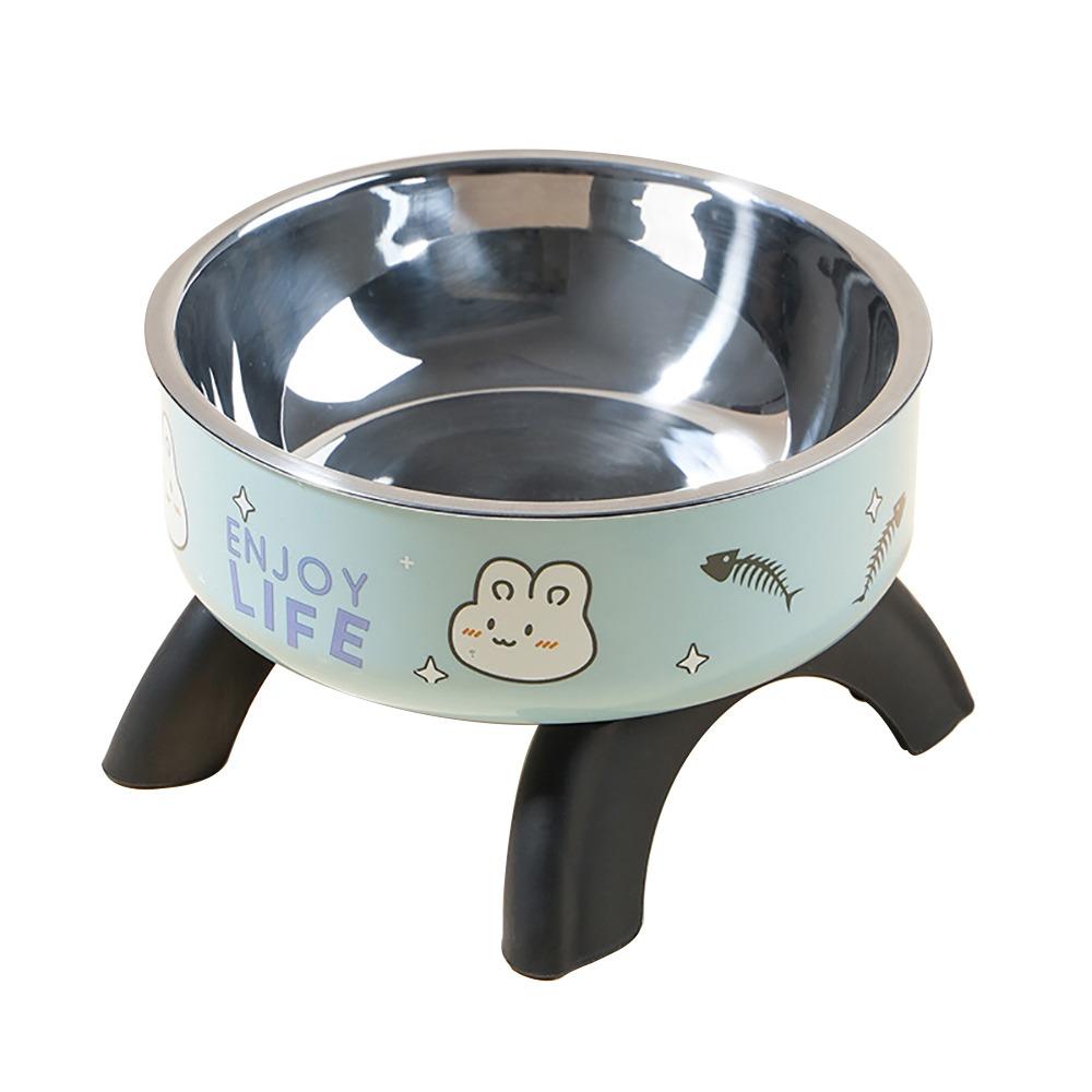 

Миска для собак большой вместимости из нержавеющей стали, тарелка для лакомств для питомцев, устойчивая миска для питомцев на высоких ножках, для кошек/щенков синий