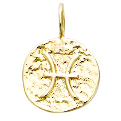 [Q7580] - Antique Gold 'Astrology' Gold Plated Pendant (pisces) - 12 Mm