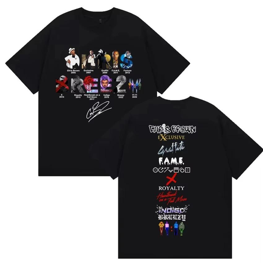 

Chris Brown Breezy Album Collection Graphic T-Shirt, Unisex Oversized Streetwear Casual Cotton T-shirt 4XL