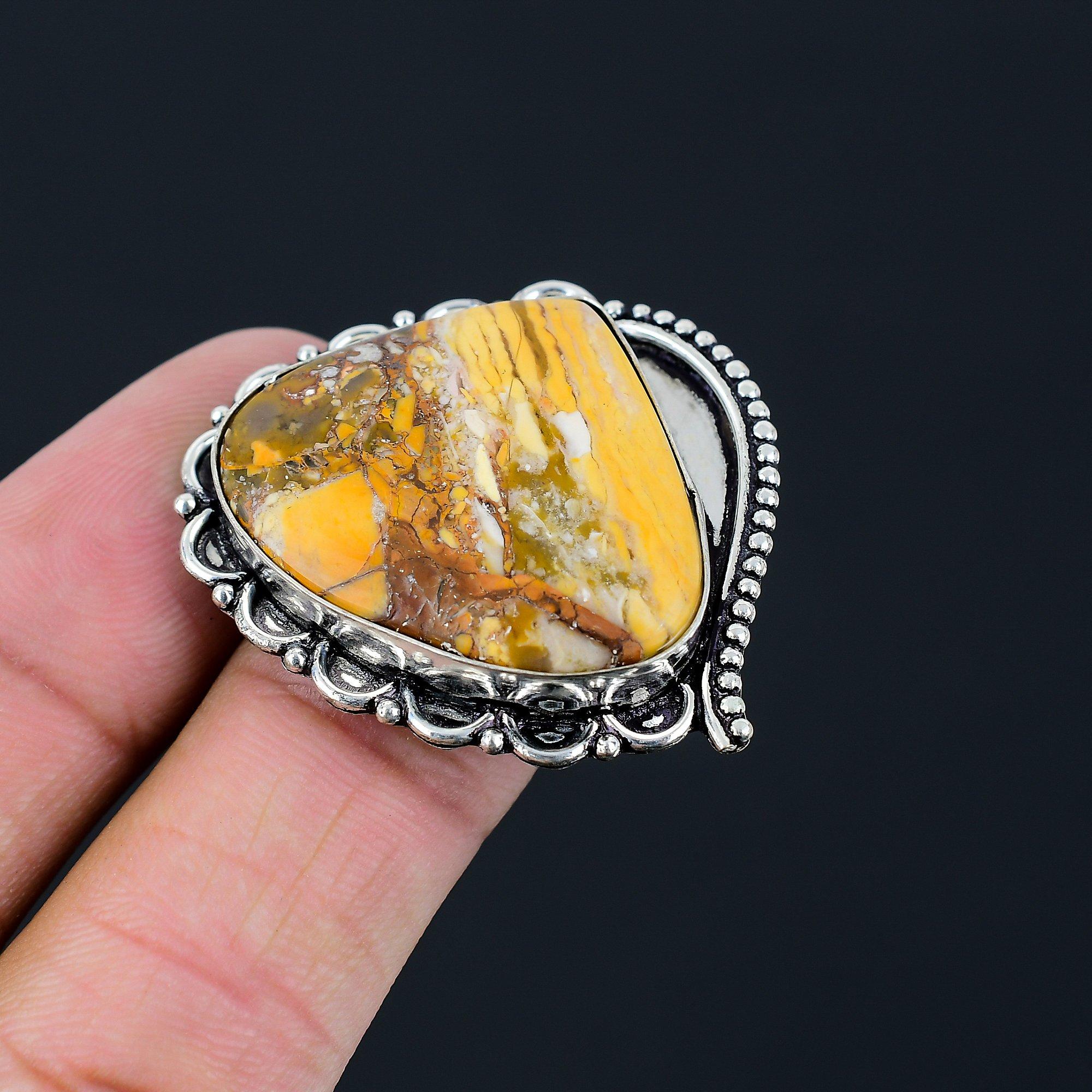 Pear Natural Brecciated Mookaite Stackable Ring Jewelry 925 Sterling Silver US 6 6