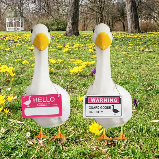 Porch Goose Hanging Sign Weather-proof Outdoor Garden Patio Yard Goose Statue Halloween Christmas Welcome Decorative Plaque