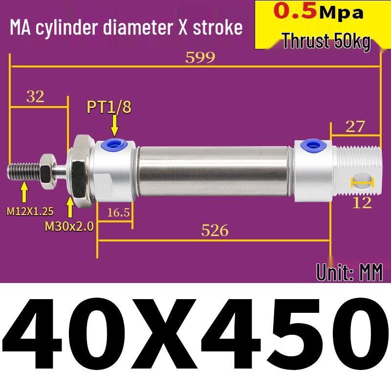 Corrosion Resistant Stainless Steel Pneumatic Cylinder 16-40mm/50-150mm