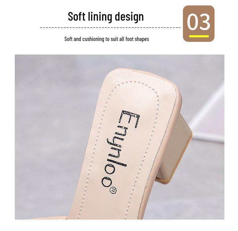 Women's High Heel Chunky Square Toe Mules - 2022 Spring/Summer Korean Style Trend