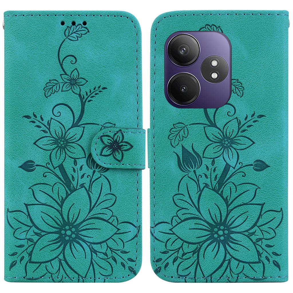 For Realme GT Neo6 SE 5G/GT 6 5G/6T 5G/Neo6 5G Leather Case Lily Flower Imprint Phone Cover with Stand