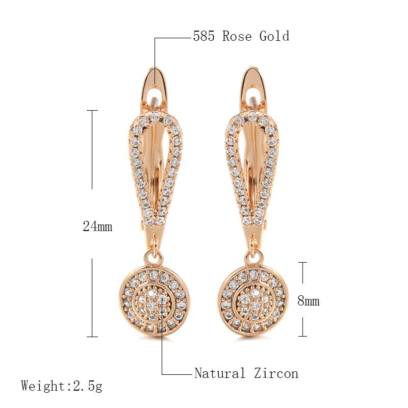 Trendy  Rose Gold Color Natural Zircon Earings Fashion Jewelry  Long Tassel Dangle Earrings Fine Daily Jewelry