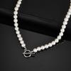 Modisches Metall-OT-Schnallen-Perlen-Halskette für Männer Frauen, Leichter Luxus Handgefertigte Perlen Halskette Schmuck Unisex