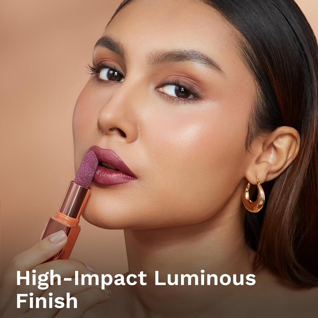 Pilgrim Glitter Lipstick for Women 4.2gm Dubai Luxe Her Highness Shade High-Impact Matte Hydrating Lip Color