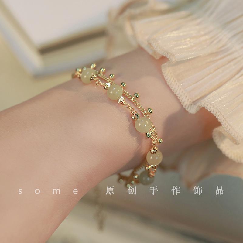 Princess on the Run*Natural Hetian Jade Bracelet, Niche Design, Fairy-Like, Original New Style Bracelet for Girls