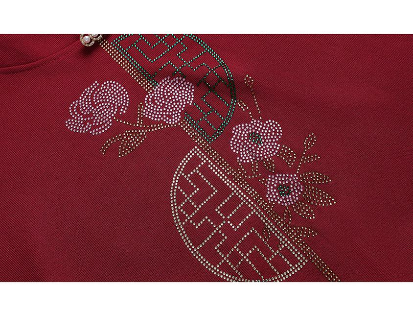 Stylish Rhinestone Long-Sleeve Loose Fit T-Shirt for Moms