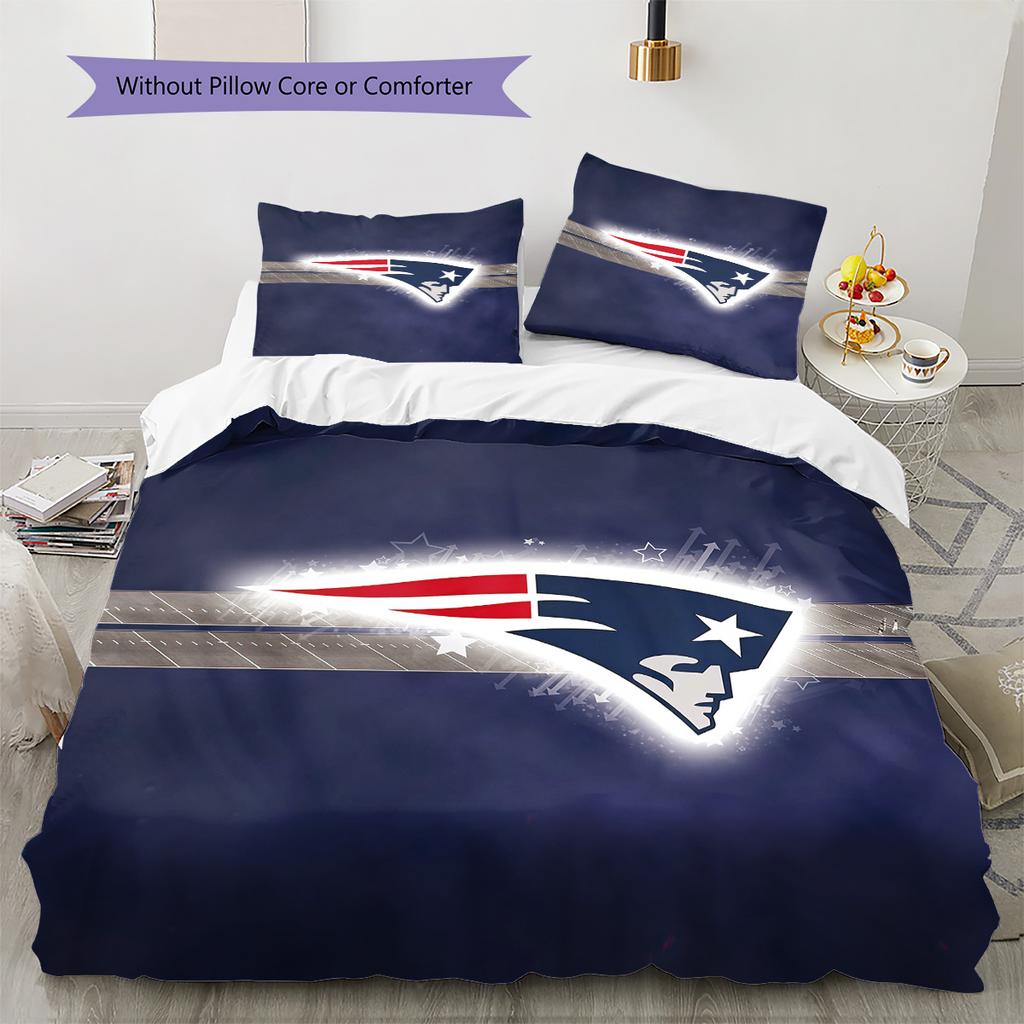 New England Patriots2 Pattern Bedding Quilt Set Home Decoration Gift (1 * Duvet Cover + 2 * Pillowcase Without Core)