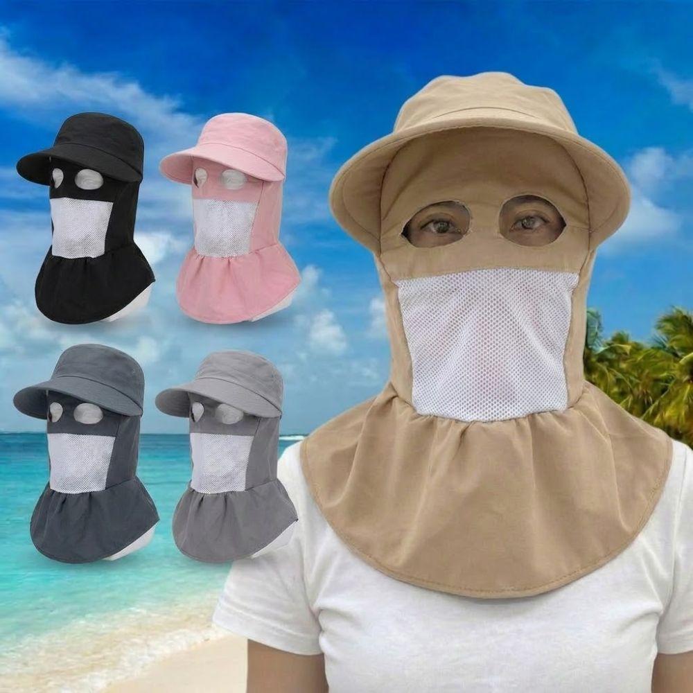 Breathable Face Mask Sun Hat Wide Brim Fisherman's Hat Tea Picking Work Hat Unisex Summer