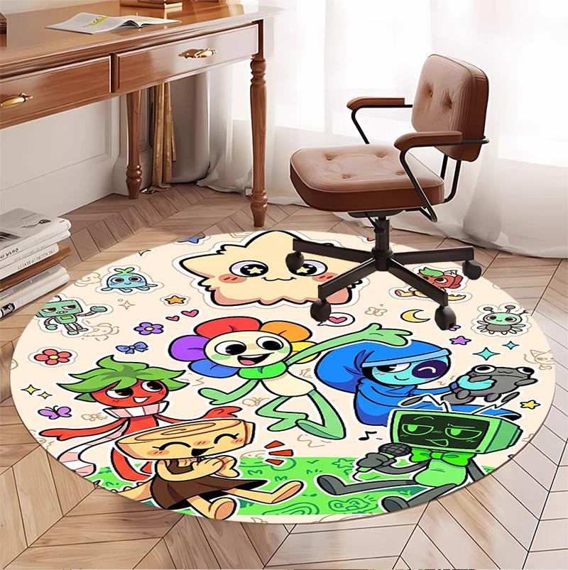 Dandy's World Pattern Round Rug, Indoor/Outdoor Mat, for Picnic, Gameroom, Bedroom, Office, Living Room, Home Decor Carpet, Birthday Gift