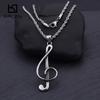 The Treble Clef G Musical Stainless Steel Pendant Necklace For Men Women Charm Chain Couple Jewelry