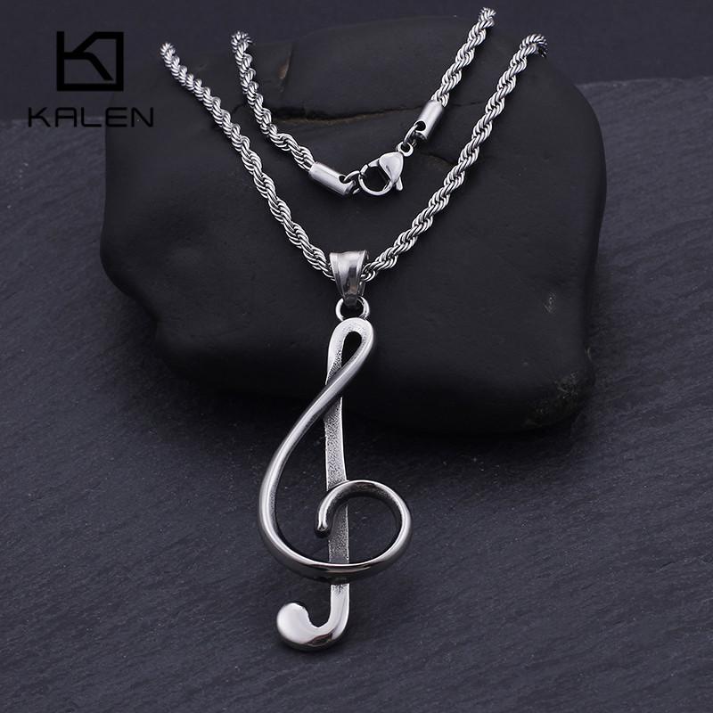 The Treble Clef G Musical Stainless Steel Pendant Necklace For Men Women Charm Chain Couple Jewelry