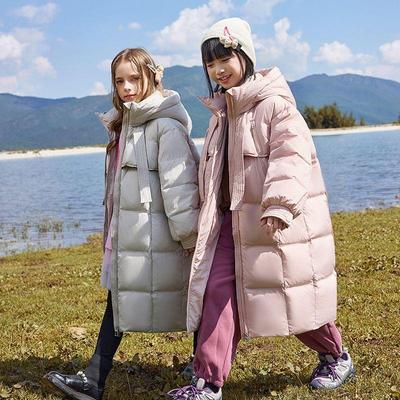 Children's Fashionable Mid-length Down Jacket, Winter Girls' Casual Thickened Coat