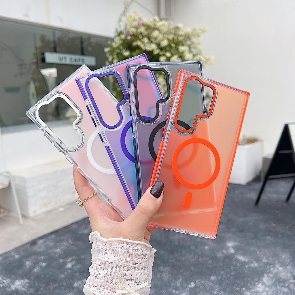 Two Color Xuncai Suitable for Samsung S25 Mobile Phone Case Colorful Hardware Lens Magnetic Absorption A54 A16A06A55 Ultra Proof Drop