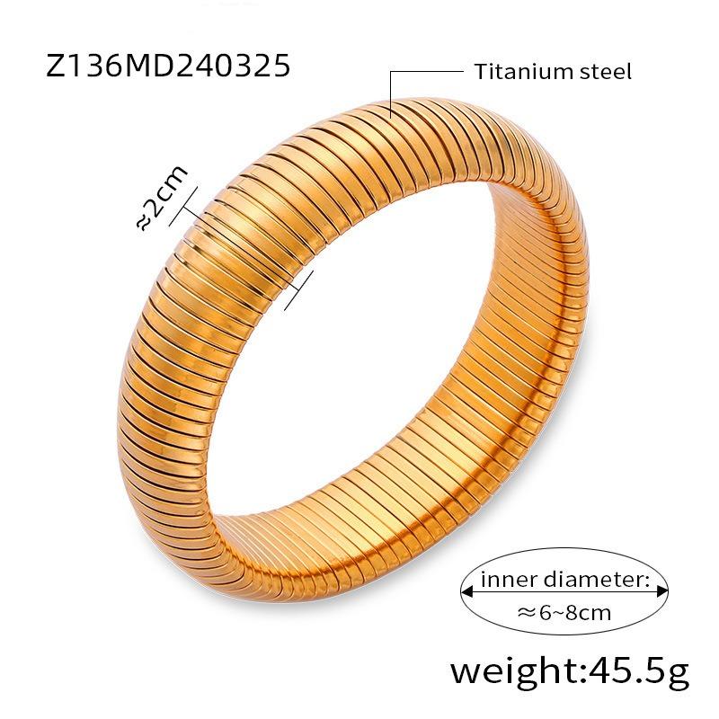 Goose throat elastic bracelet women's french titanium steel gold-plated glossy wide version bracelet