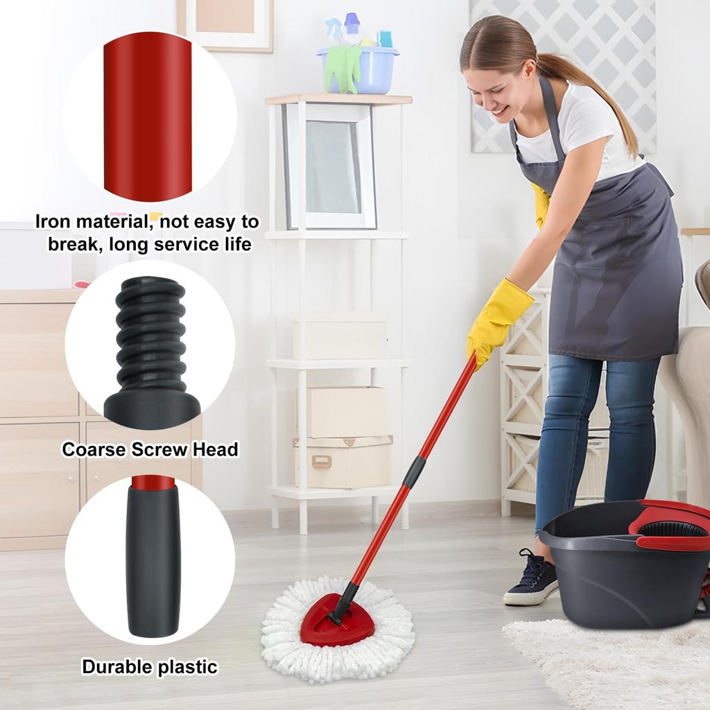 Mop Replace Heads Mop Handle and Mop Base Replacement for O-Cedar/Vileda EasyWring 1-Tank Spin Mop System(No Bucket)