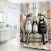 1pc Of Three Kitten Pattern Printed Shower Curtain With Hooks, Windows And Walls, Bathtub, Bathroom Home Decoration