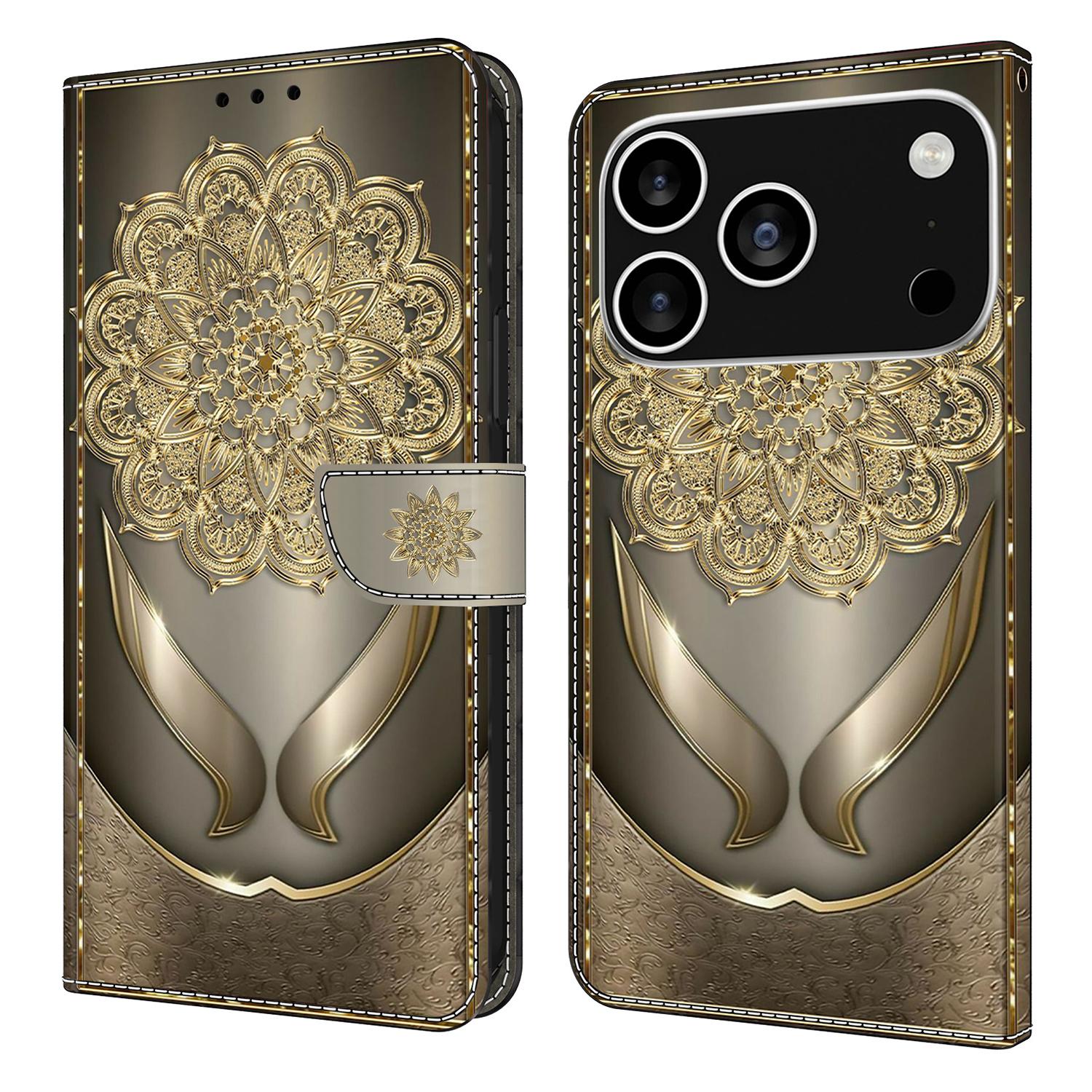 For iPhone 17 Pro Wallet Case Pattern Printing PU Leather Flip Stand Phone Cover H