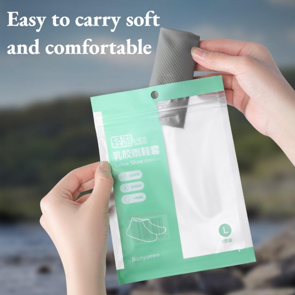 1Pair Upgraded Latex Waterproof Shoe Covers Extra Thick High Top Anti-Slip Reusable for Outdoor Travel Rainy Day Unisex Overshoe