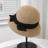 Nouveau chapeau de soleil d'été tissé pliable chapeau de protection solaire à ressort et été avec nœud