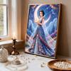 Disney Snow White Series Pearl Inlaid Frameless Art | Moon & Star Fantasy Apple Accents | Elegant Wall Decor for Adult Study & Entryway