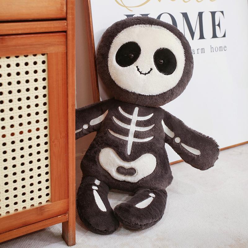 Kawaii Black Devil Skeleton Plush Toys Creative Gothic Skull White Mummy Kids Halloween Gifts Holiday Decor for birthday gift Cuddly Stuffed Fluffy