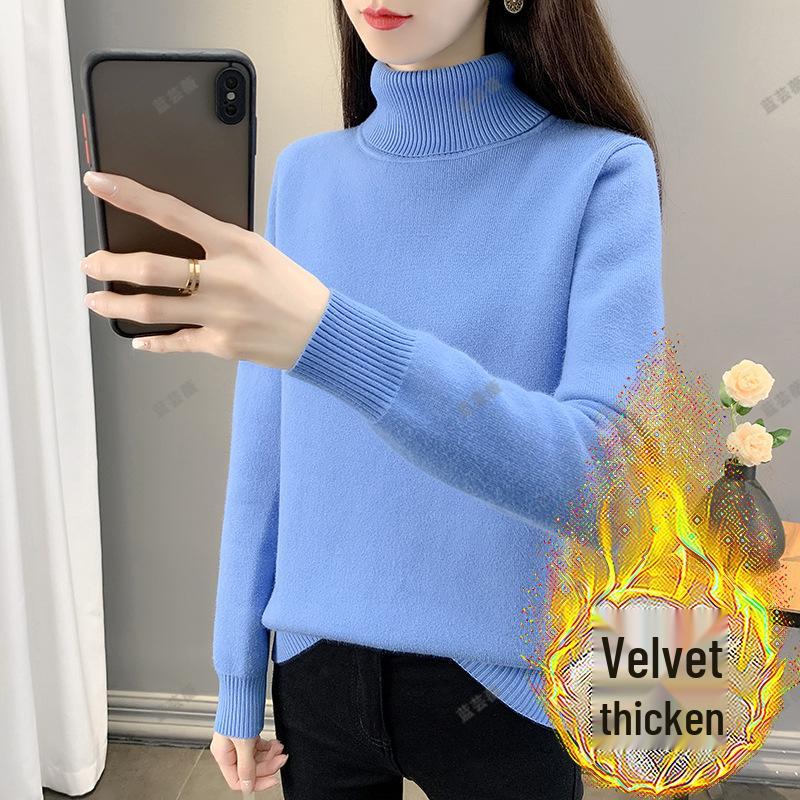2025 Autumn/Winter Women's Plus Size Knit Fleece Sweater - Slimming, Cozy Inner Layer, Warm and Stylish.