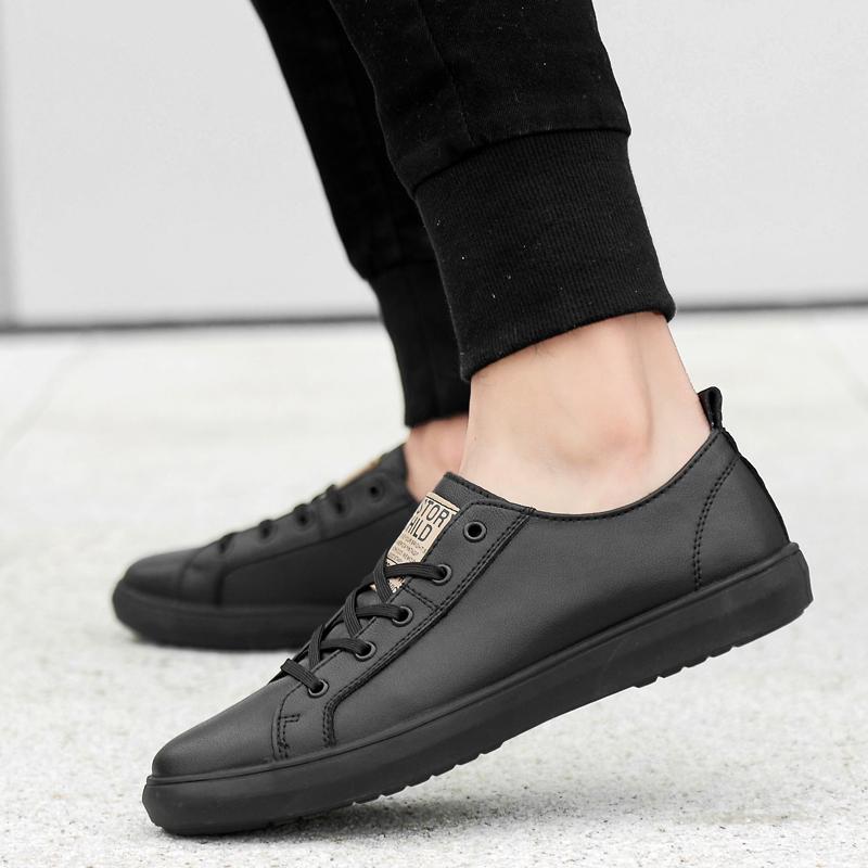 Fashion Spring High Quality Men Flat Skateboard Shoes Casual Leather Walking White Sneakers Brand Comfy Anti-slip Flat Designer Shoes