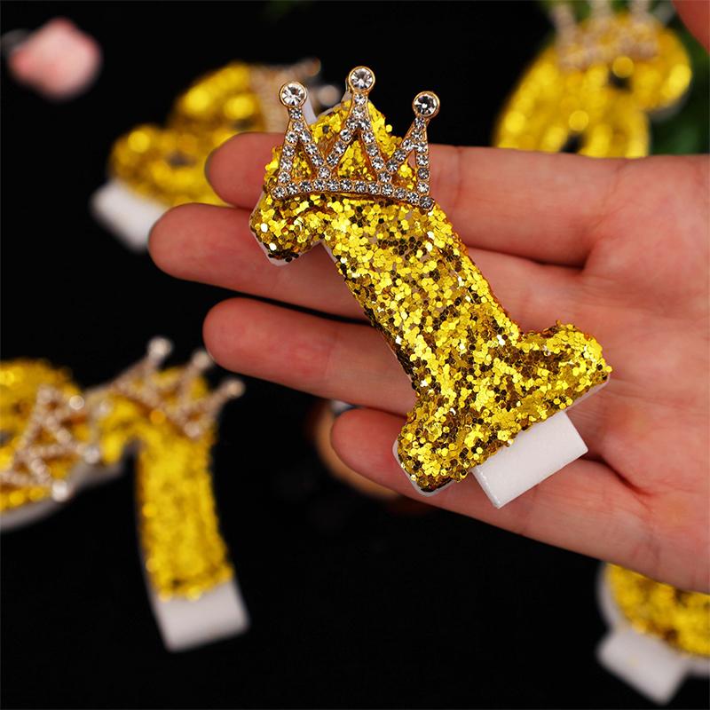 Large Gold 3D Digital Birthday Candle Crown Style Long Burning for Retirement Celebration Party Cake Decor