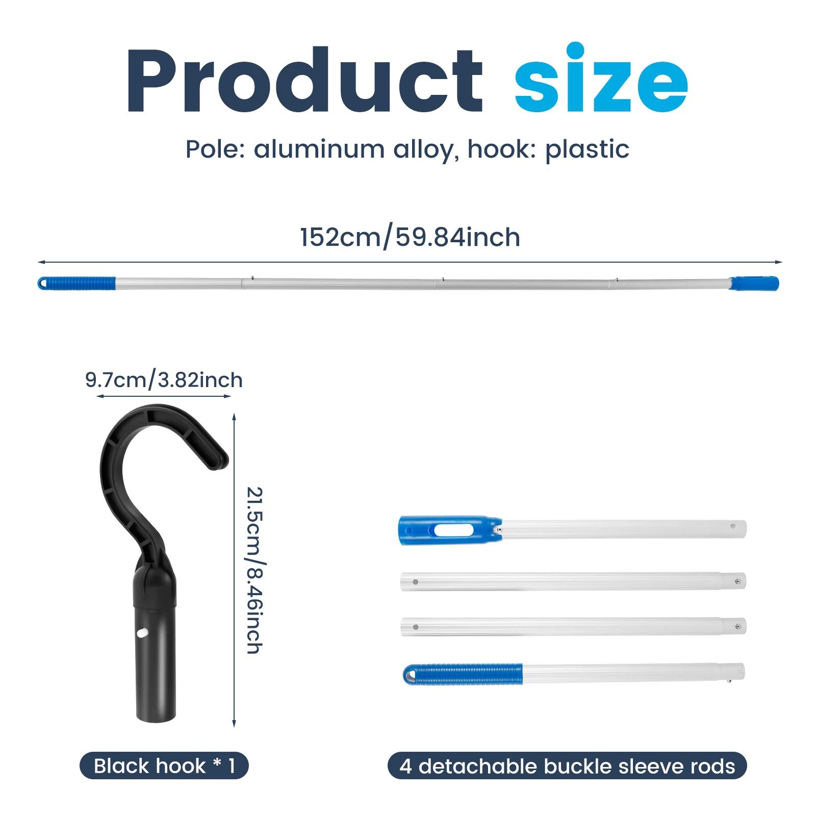 

Крюк для бассейна, съемный пластиковый крюк для извлечения из бассейна, с регулируемой штангой из алюминиевого сплава длиной 60 дюймов для захвата робота