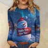 Women's Casual Fashion Sexy Comfortable Christmas Printed Round Neck Long Sleeve Top